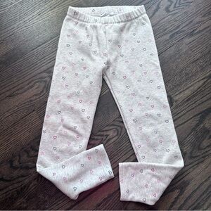 GAP Fleece Lined Leggings with Heart Accents Girls Size 8-9 Years